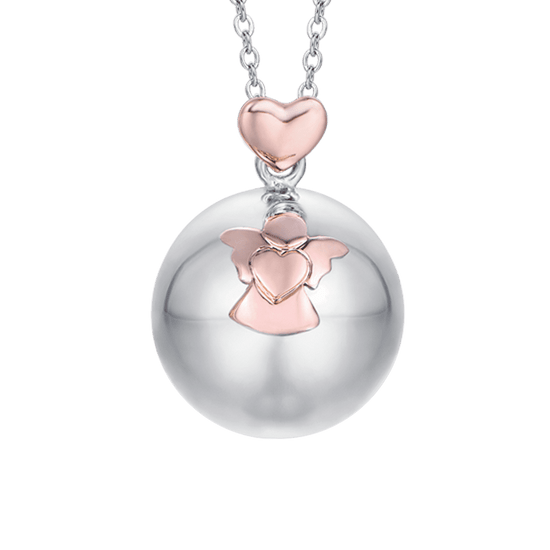COLLAR DE ACERO ANGEL CALL COLGANTE DE METAL CON ANGEL Y CORAZON