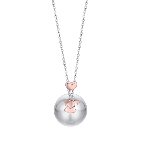COLLAR DE ACERO ANGEL CALL COLGANTE DE METAL CON ANGEL Y CORAZON
