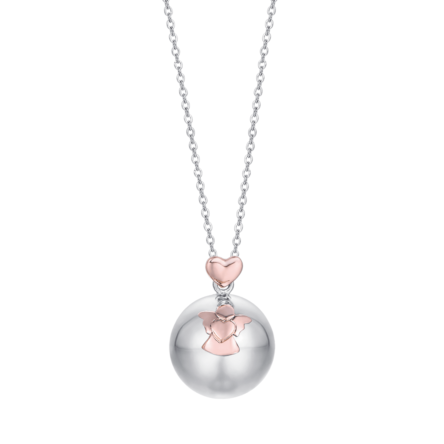 COLLAR DE ACERO ANGEL CALL COLGANTE DE METAL CON ANGEL Y CORAZON