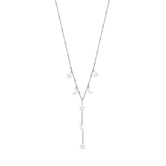 COLLAR DE ACERO CON ESTRELLAS Y LUNAS