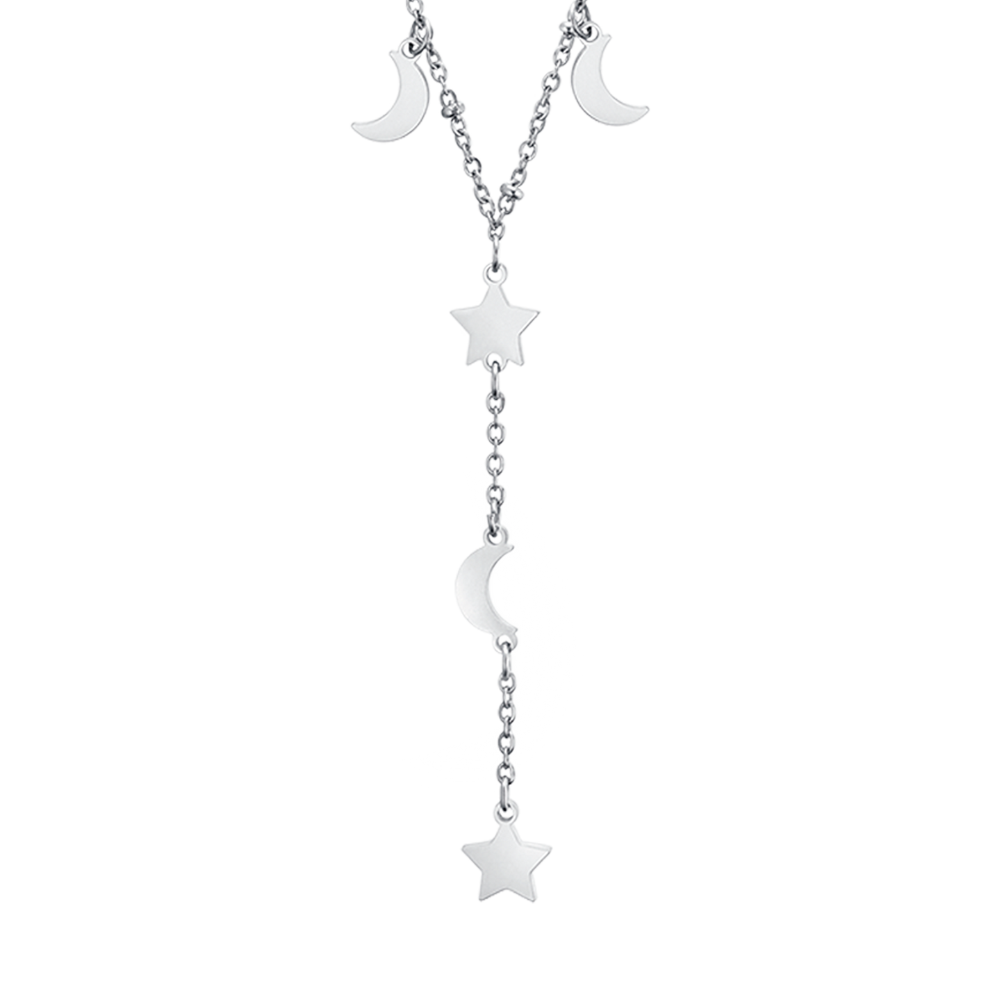 COLLAR DE ACERO CON ESTRELLAS Y LUNAS