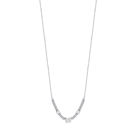 COLLAR DE MARIPOSAS DE ACERO CON CRISTALES BLANCOS