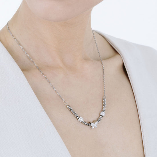 COLLAR DE MARIPOSAS DE ACERO CON CRISTALES BLANCOS
