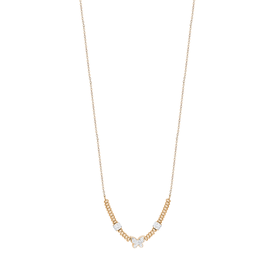 IP COLLAR DE ACERO DORADO CON MARIPOSA DE CRISTAL BLANCO