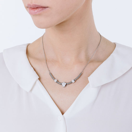 COLLAR DE ÁNGELES DE ACERO CON CRISTALES BLANCOS