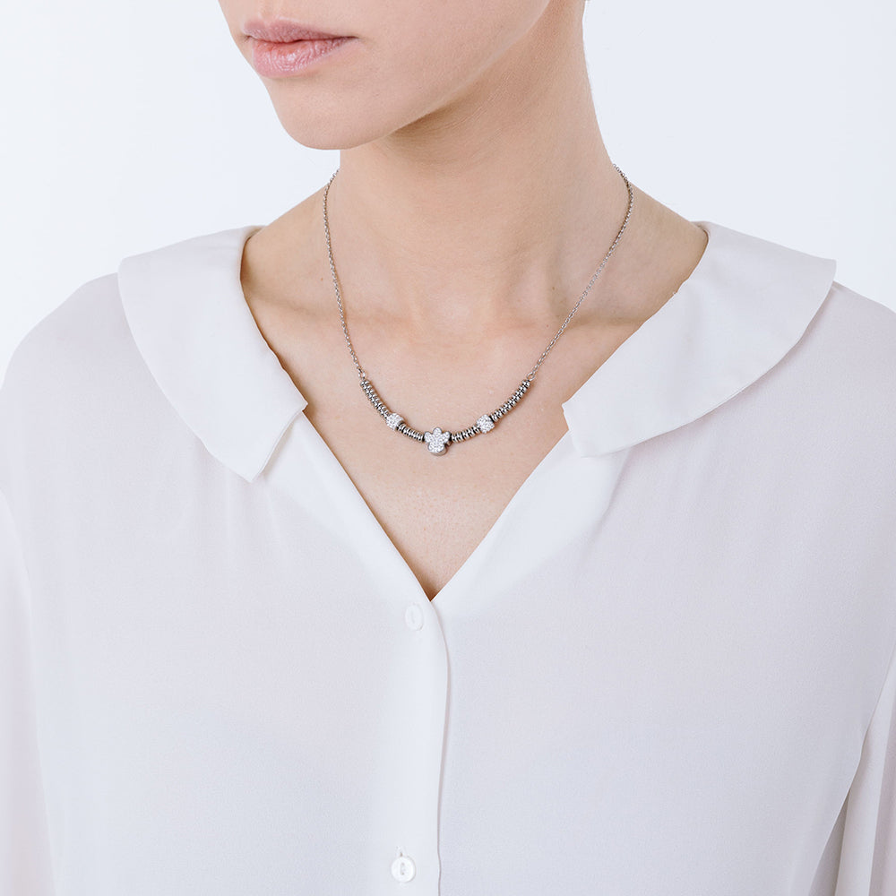 COLLAR DE ÁNGELES DE ACERO CON CRISTALES BLANCOS