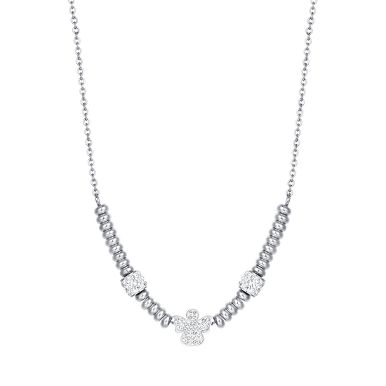 COLLAR DE ÁNGELES DE ACERO CON CRISTALES BLANCOS