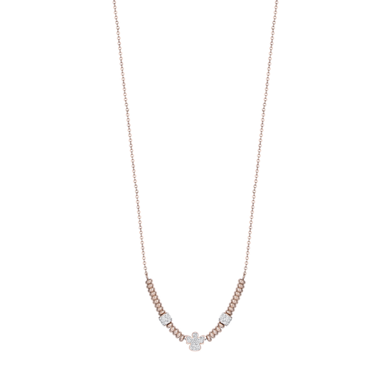 COLLAR DE ACERO IP ROSA CON ÁNGEL CON CRISTALES BLANCOS