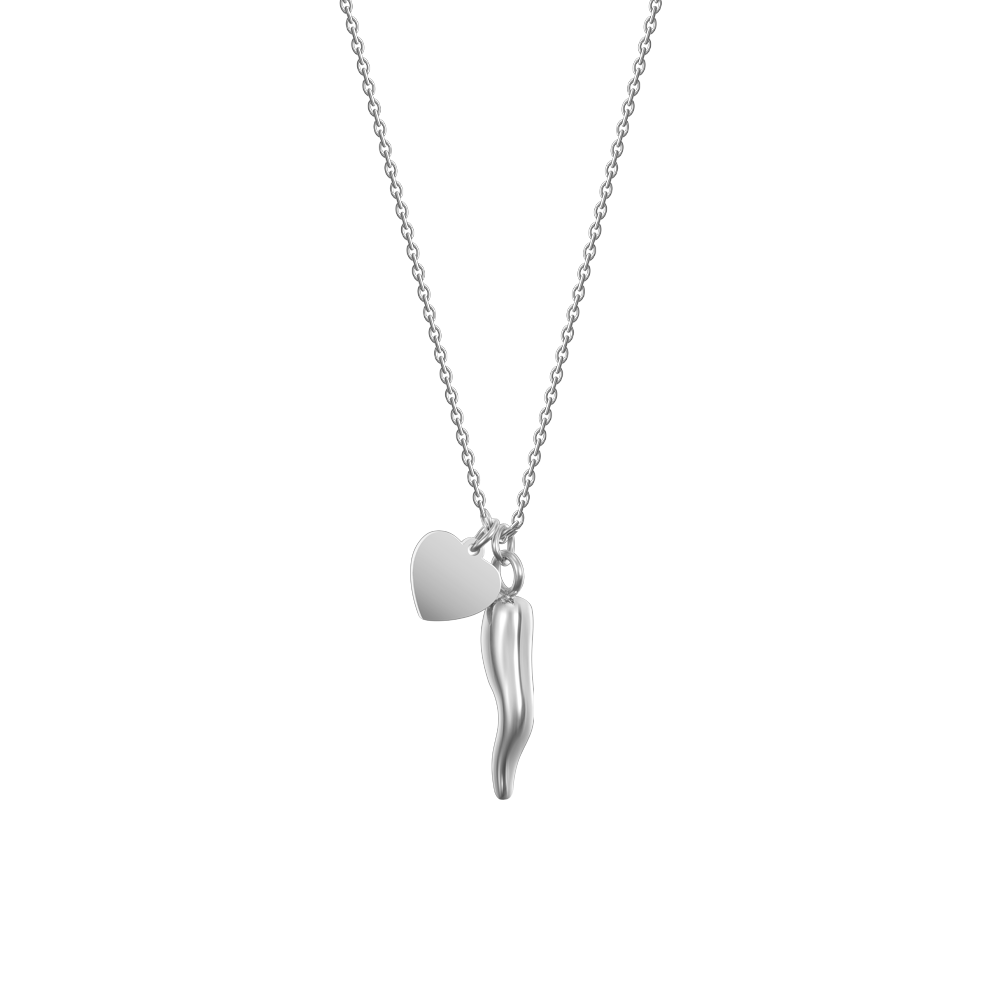 COLLAR DE ACERO PARA MUJER CON CORAZÓN Y CUERNO