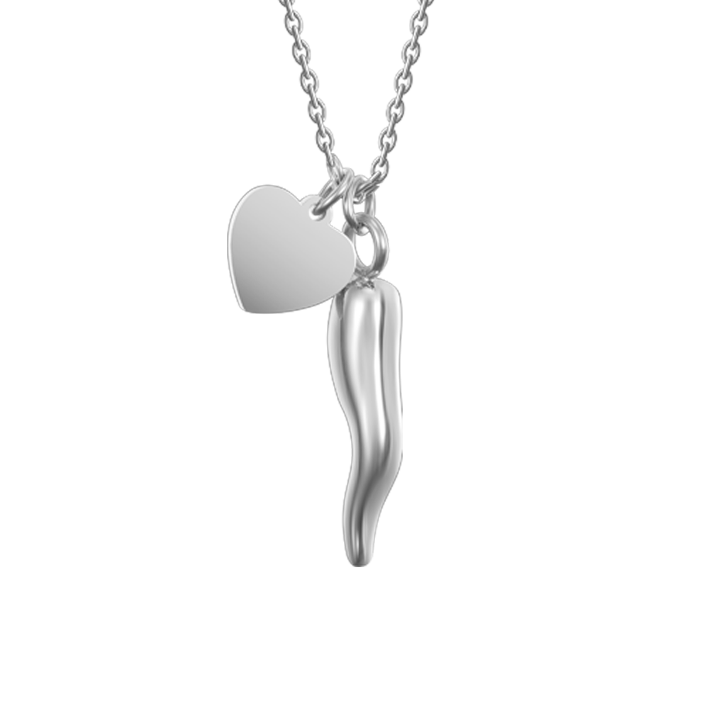 COLLAR DE ACERO PARA MUJER CON CORAZÓN Y CUERNO