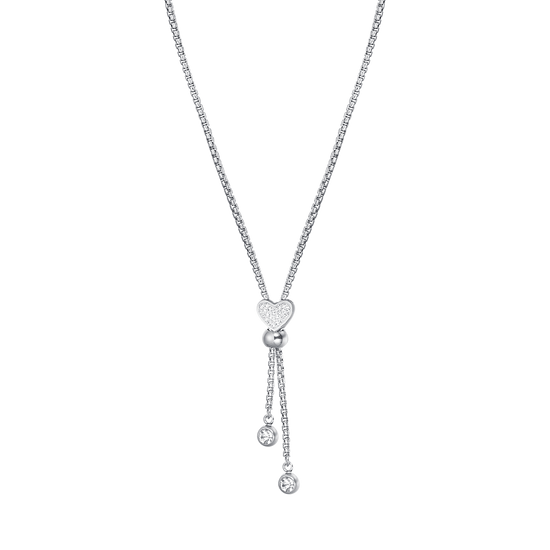 COLLAR DE CORAZÓN DE ACERO CON CRISTALES BLANCOS