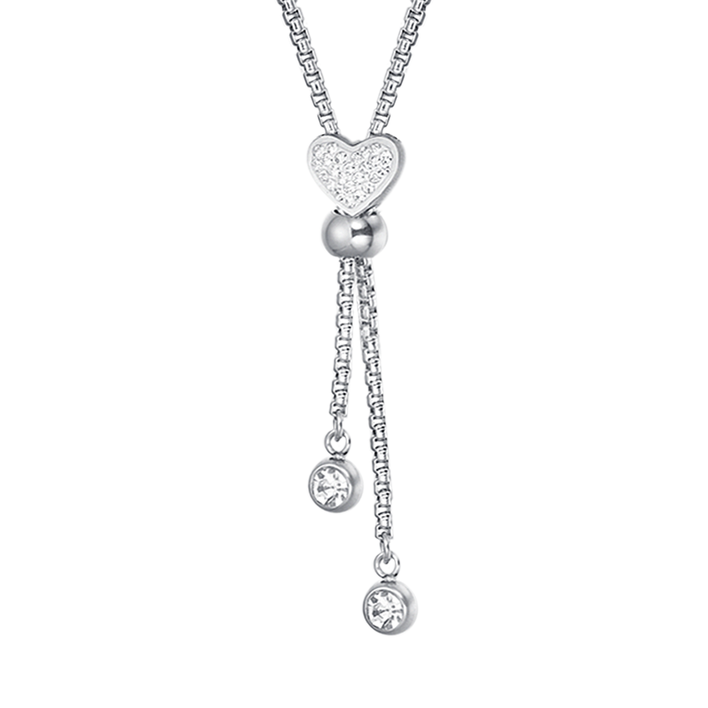 COLLAR DE CORAZÓN DE ACERO CON CRISTALES BLANCOS