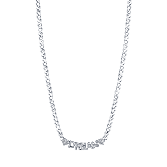 COLLAR DE ACERO DE ENSUEÑO PARA MUJER CON CRISTALES BLANCOS