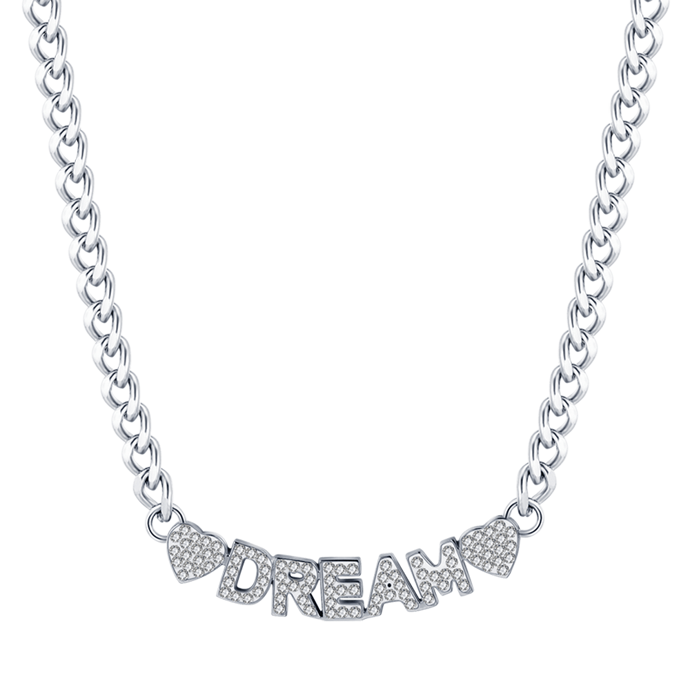 COLLAR DE ACERO DE ENSUEÑO PARA MUJER CON CRISTALES BLANCOS
