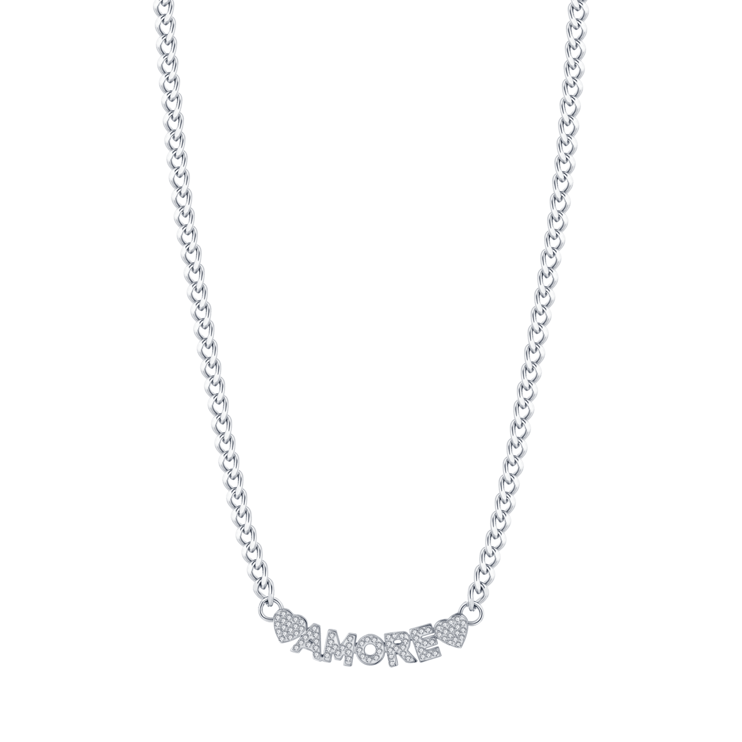 COLLAR DE AMOR DE ACERO PARA MUJER CON CRISTALES BLANCOS