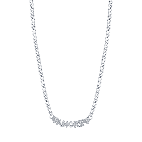 COLLAR DE AMOR DE ACERO PARA MUJER CON CRISTALES BLANCOS