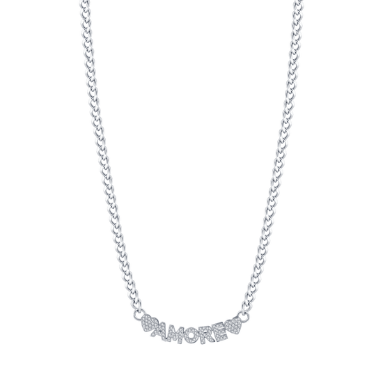 COLLAR DE AMOR DE ACERO PARA MUJER CON CRISTALES BLANCOS