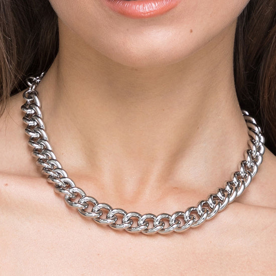 COLLAR DE ACERO PARA MUJER CON ESLABÓN DE CADENA