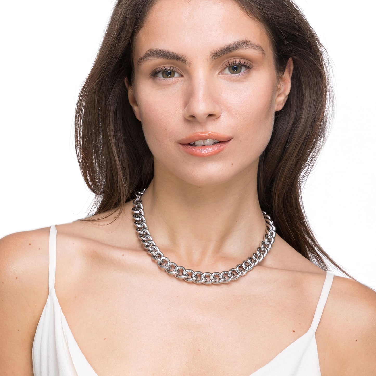 COLLAR DE ACERO PARA MUJER CON ESLABÓN DE CADENA