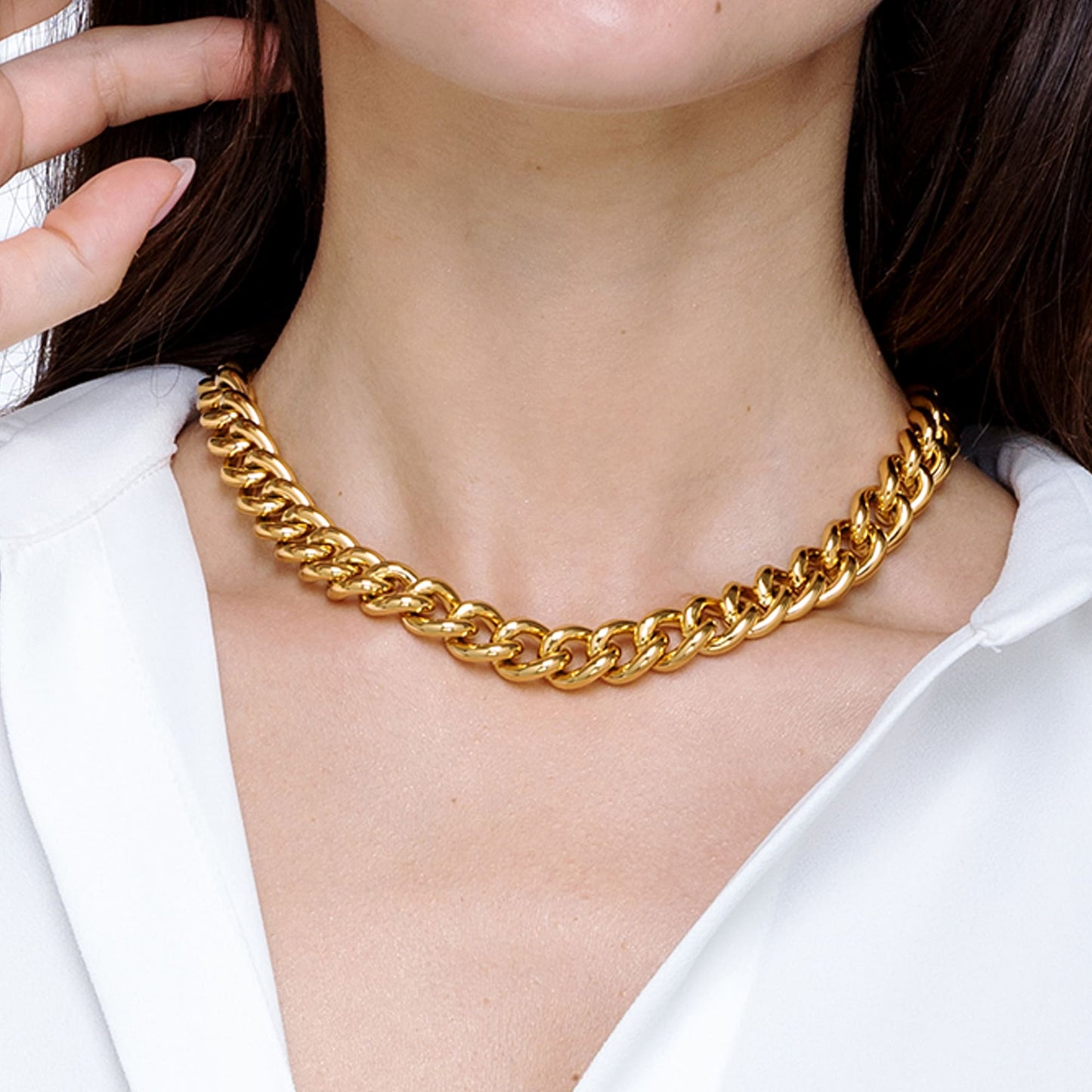 COLLAR DE ACERO PARA MUJER CON ESLABÓN DE CADENA