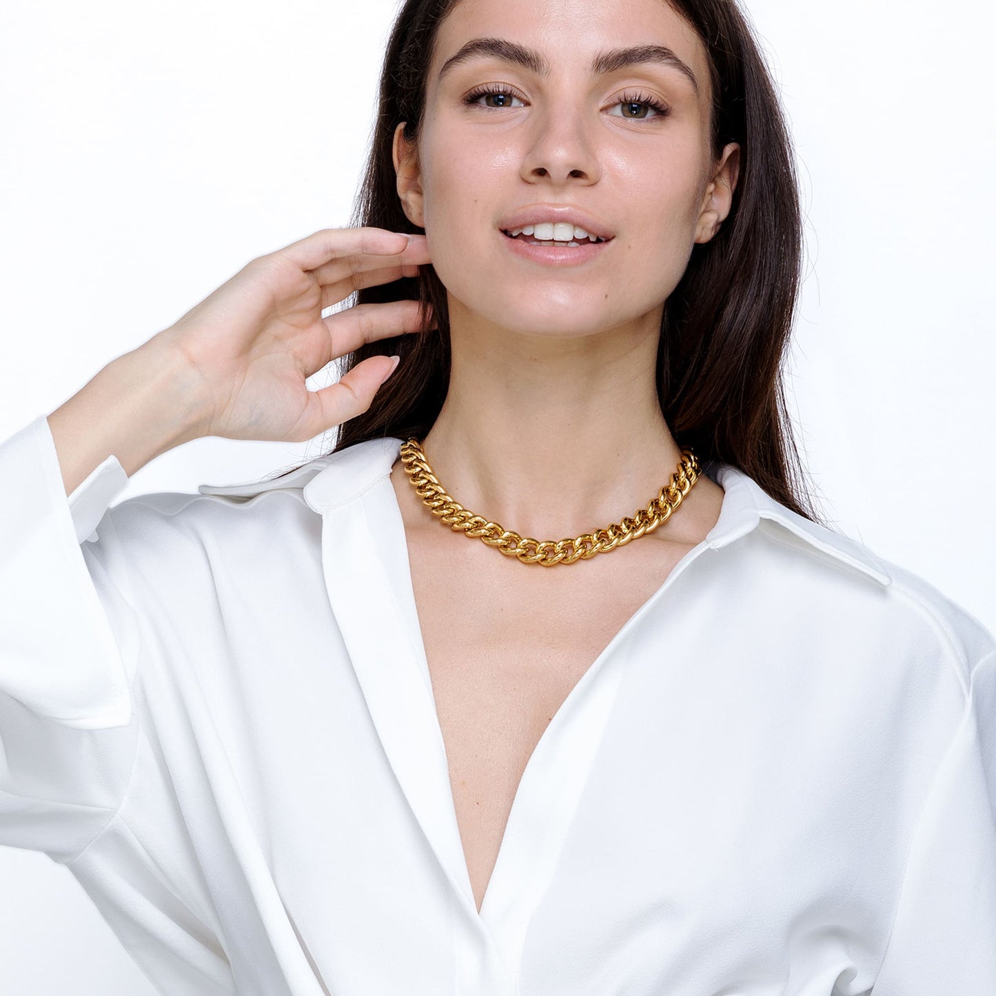 COLLAR DE ACERO PARA MUJER CON ESLABÓN DE CADENA