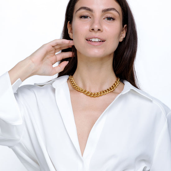COLLAR DE ACERO PARA MUJER CON ESLABÓN DE CADENA