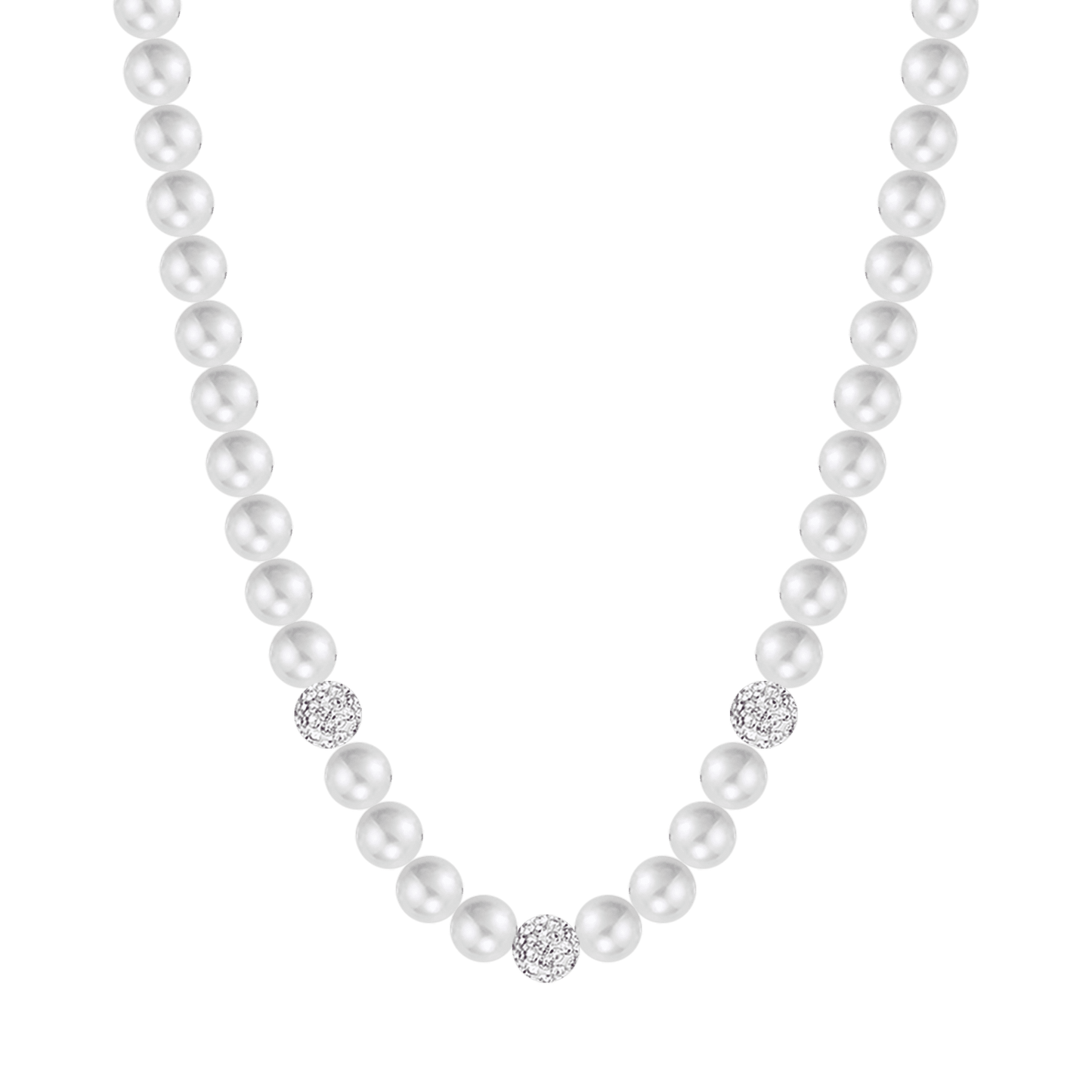 COLLAR DE PERLAS DE MUJER CON CRISTALES BLANCOS