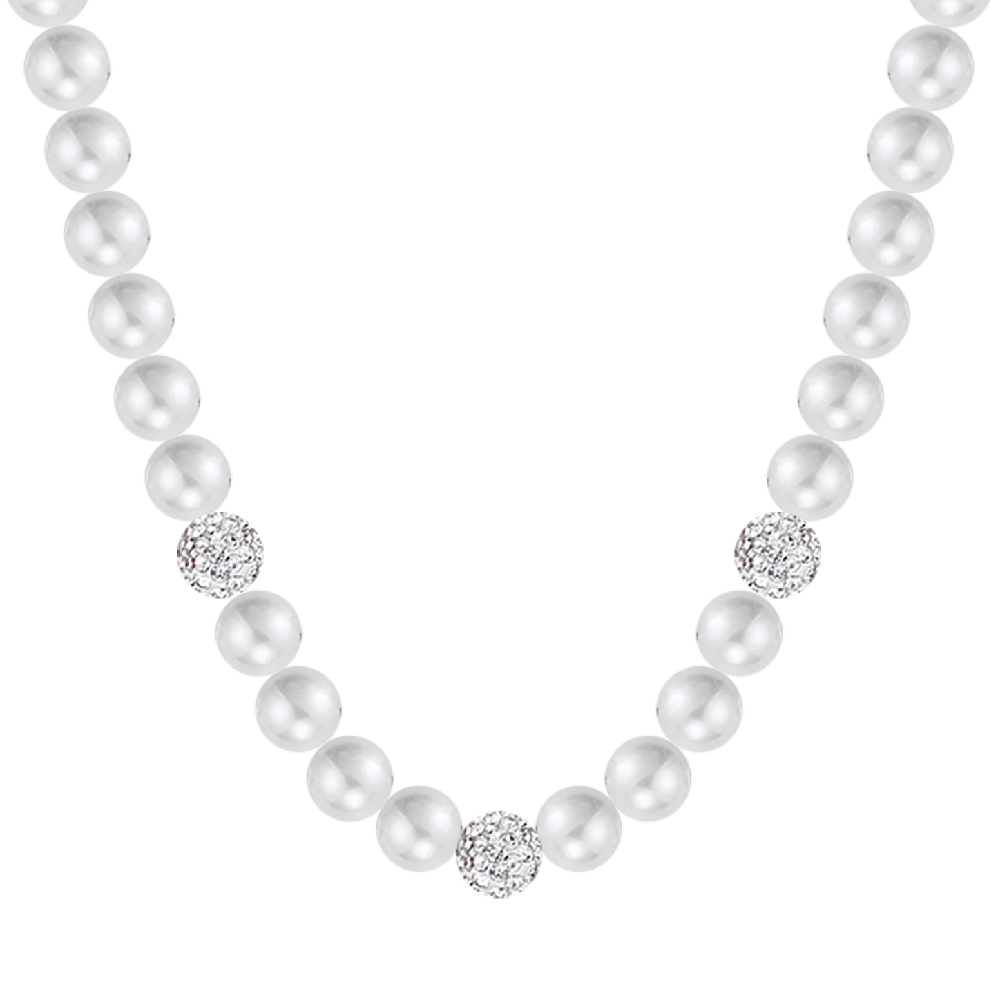 COLLAR DE PERLAS DE MUJER CON CRISTALES BLANCOS