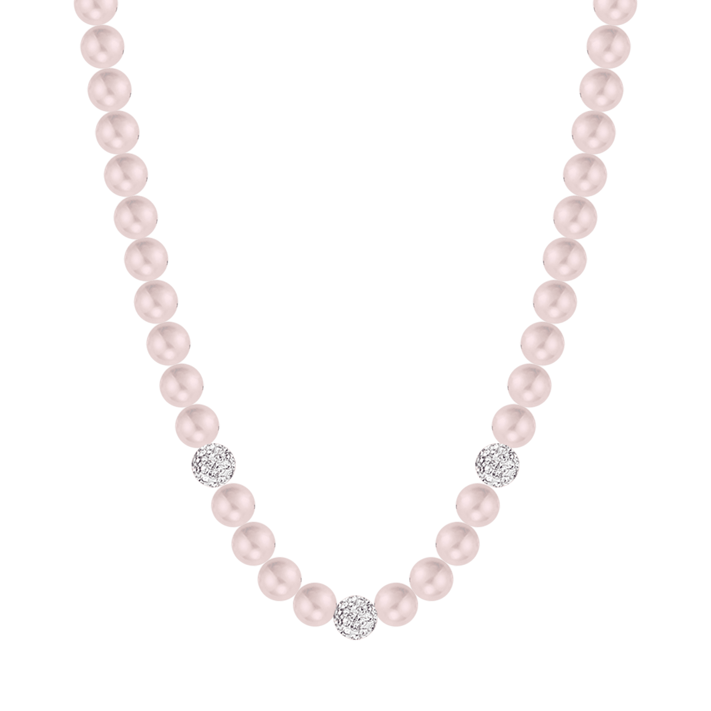 COLLAR DE PERLAS DE MUJER CON CRISTALES BLANCOS