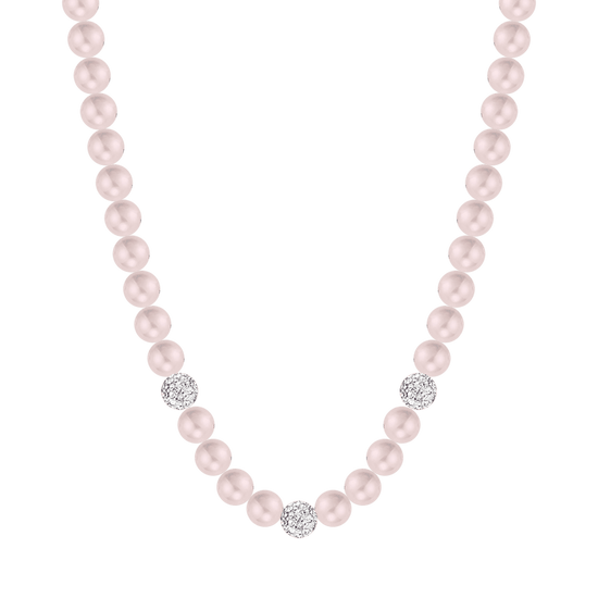 COLLAR DE PERLAS DE MUJER CON CRISTALES BLANCOS