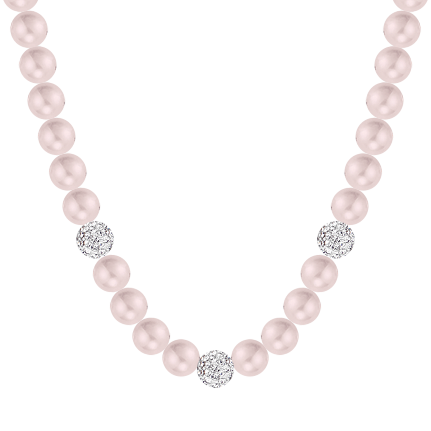 COLLAR DE PERLAS DE MUJER CON CRISTALES BLANCOS