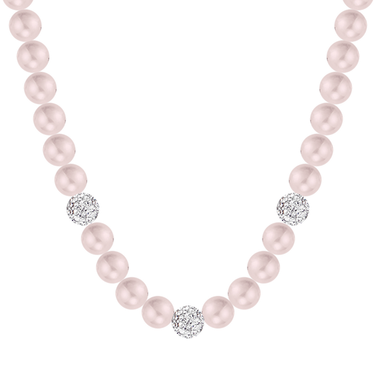 COLLAR DE PERLAS DE MUJER CON CRISTALES BLANCOS
