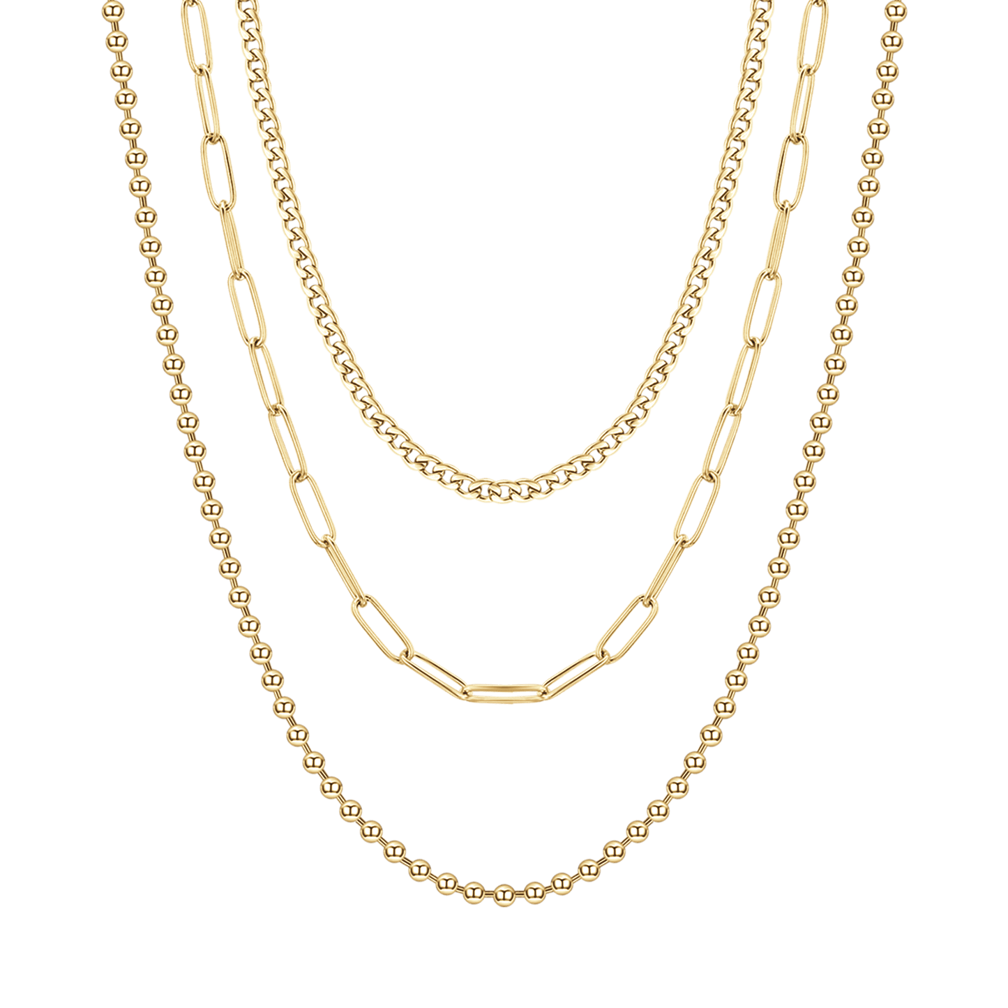 COLLAR DE VARIAS VUELTAS DE ACERO IP ORO