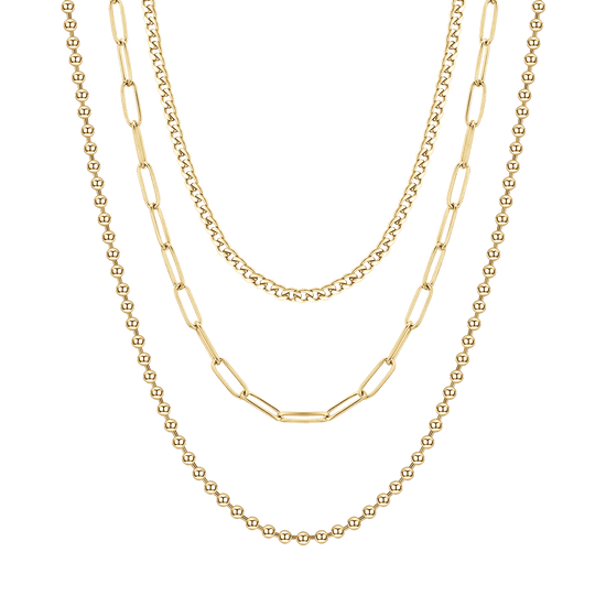 COLLAR DE VARIAS VUELTAS DE ACERO IP ORO