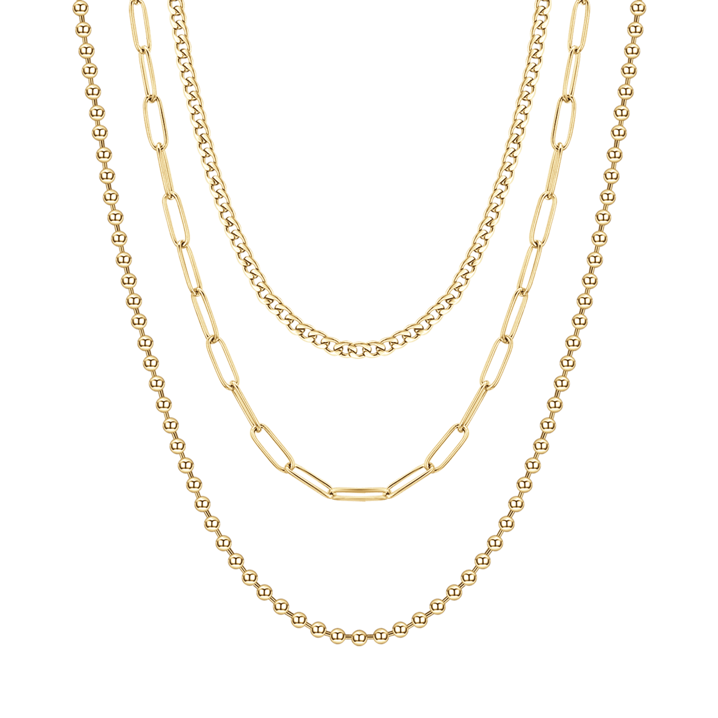 COLLAR DE VARIAS VUELTAS DE ACERO IP ORO