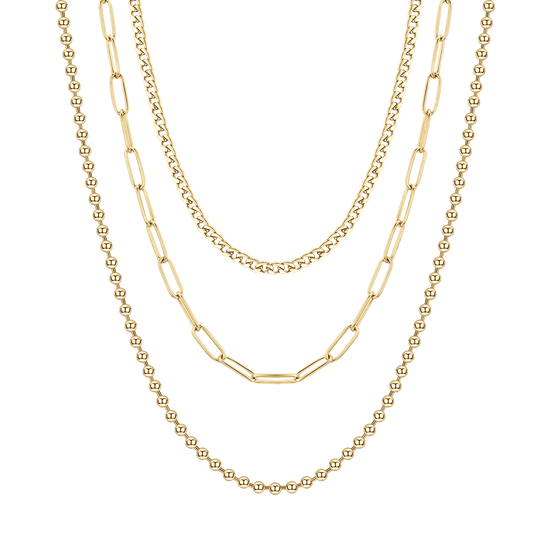 COLLAR DE VARIAS VUELTAS DE ACERO IP ORO