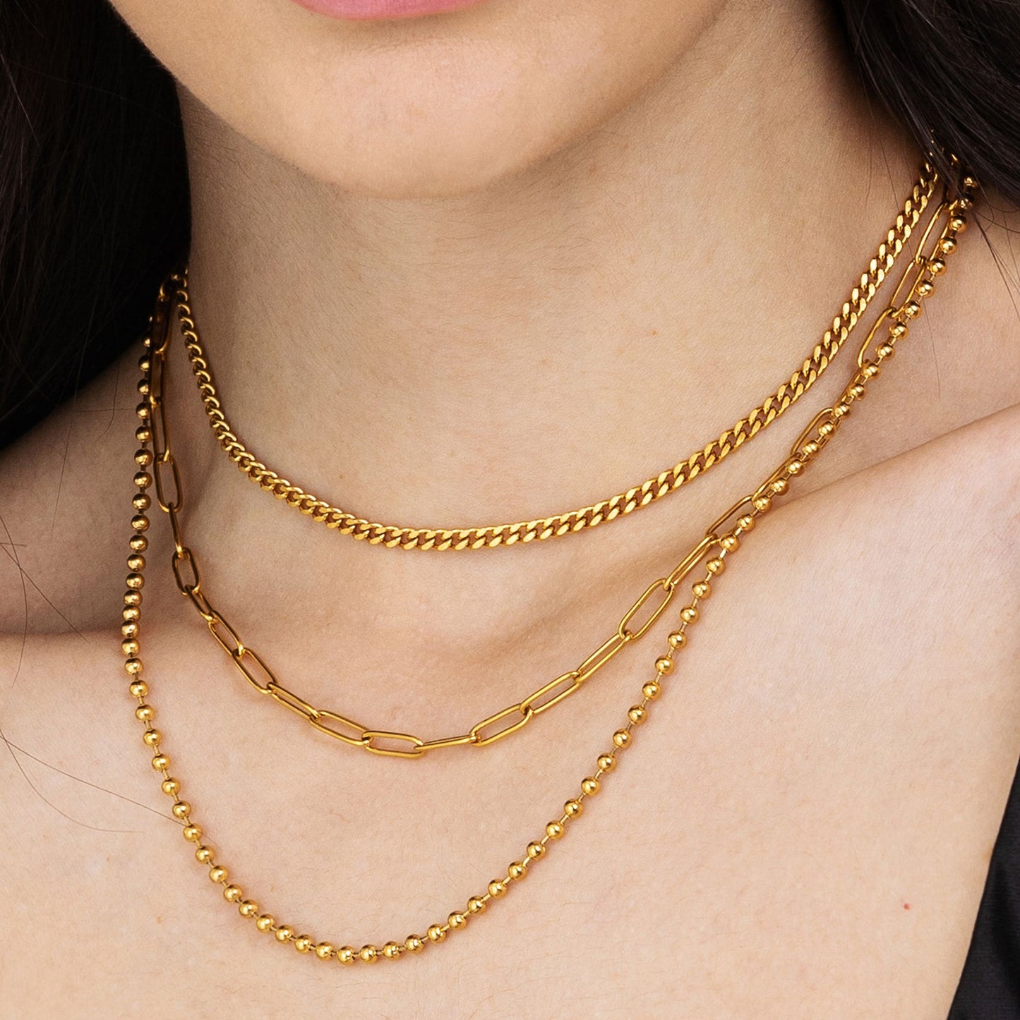 COLLAR DE VARIAS VUELTAS DE ACERO IP ORO