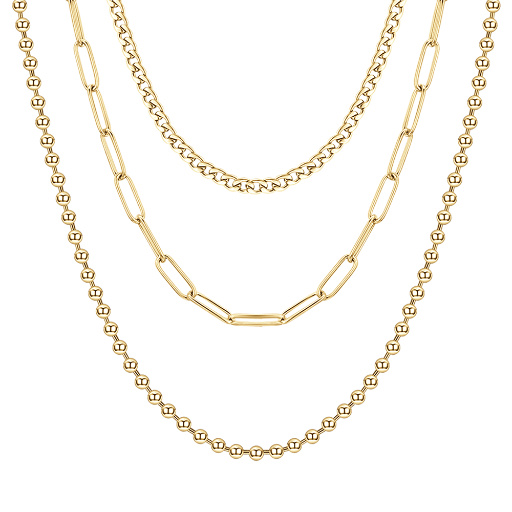 COLLAR DE VARIAS VUELTAS DE ACERO IP ORO