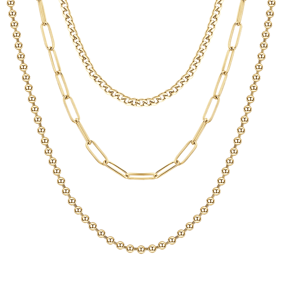 COLLAR DE VARIAS VUELTAS DE ACERO IP ORO