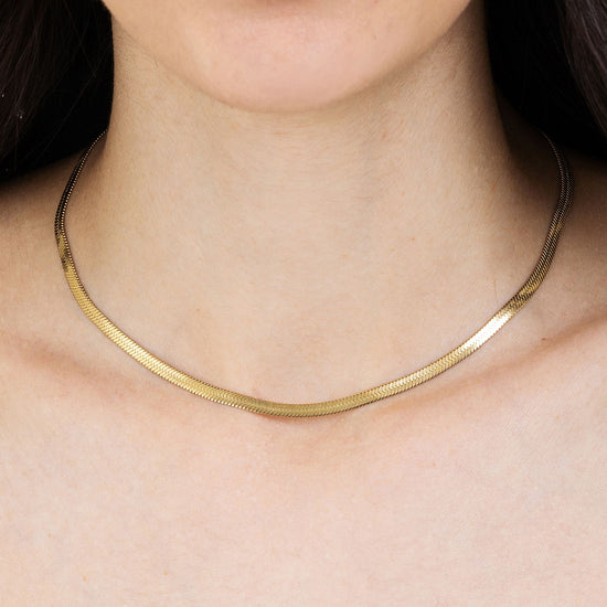 COLLAR DE ACERO IP ORO SERPIENTE