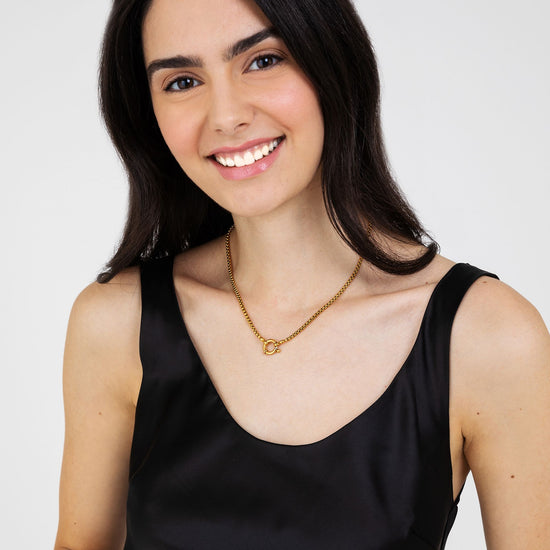 IP COLLAR DE ACERO DORADO PARA MUJER CON CIERRE