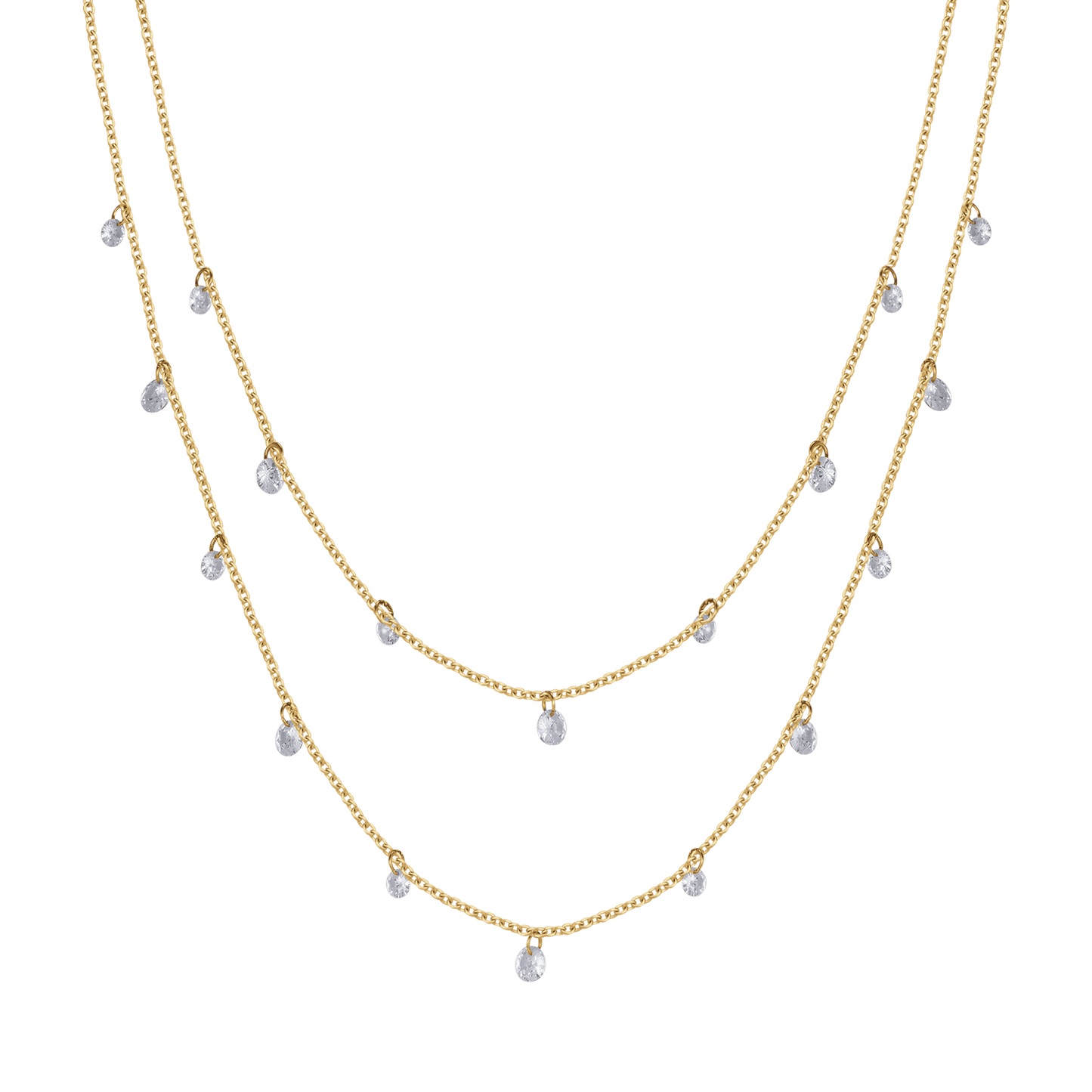 IP COLLAR DE ACERO DE VARIAS VUELTAS CON CRISTALES BLANCOS