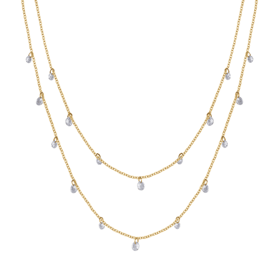 IP COLLAR DE ACERO DE VARIAS VUELTAS CON CRISTALES BLANCOS