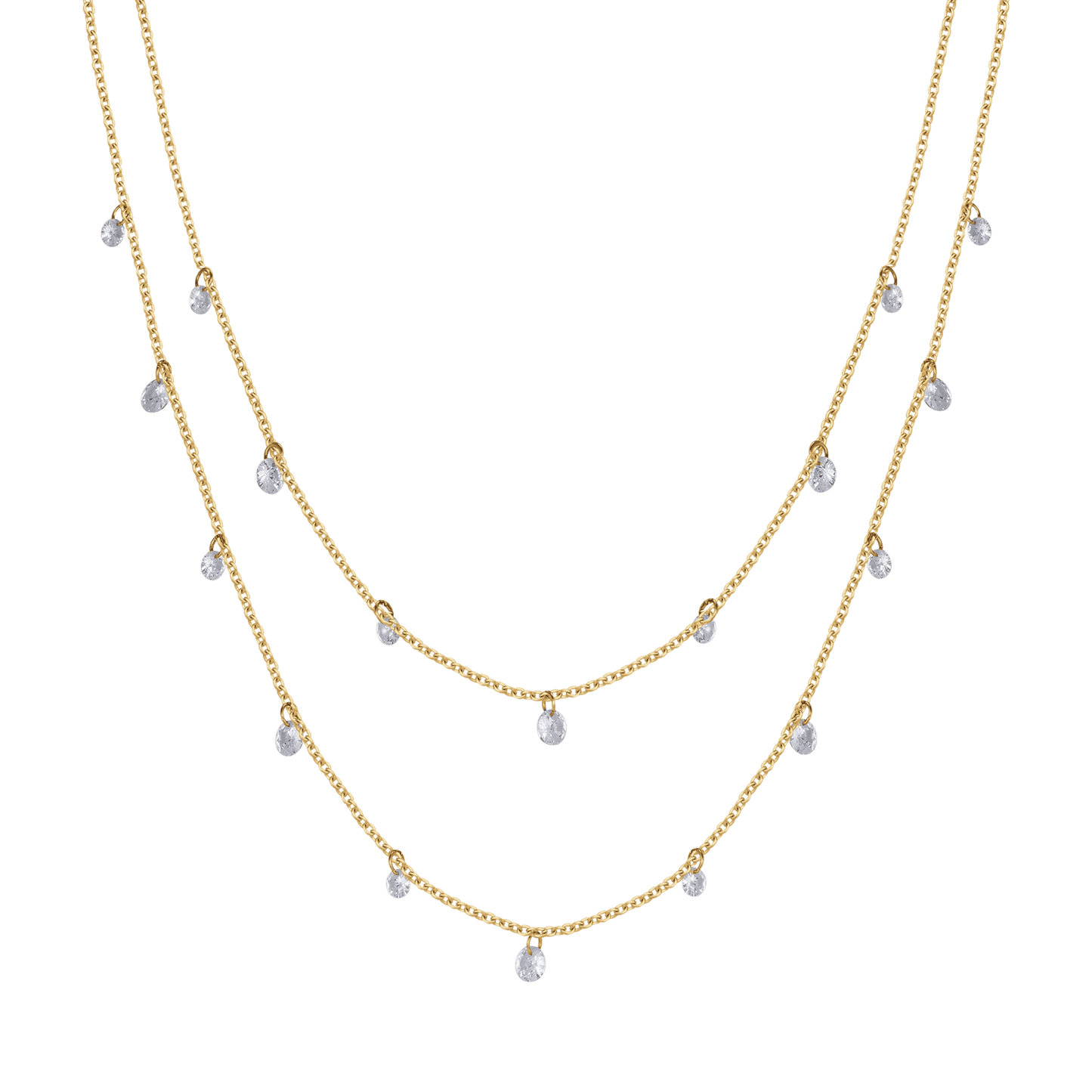 IP COLLAR DE ACERO DE VARIAS VUELTAS CON CRISTALES BLANCOS