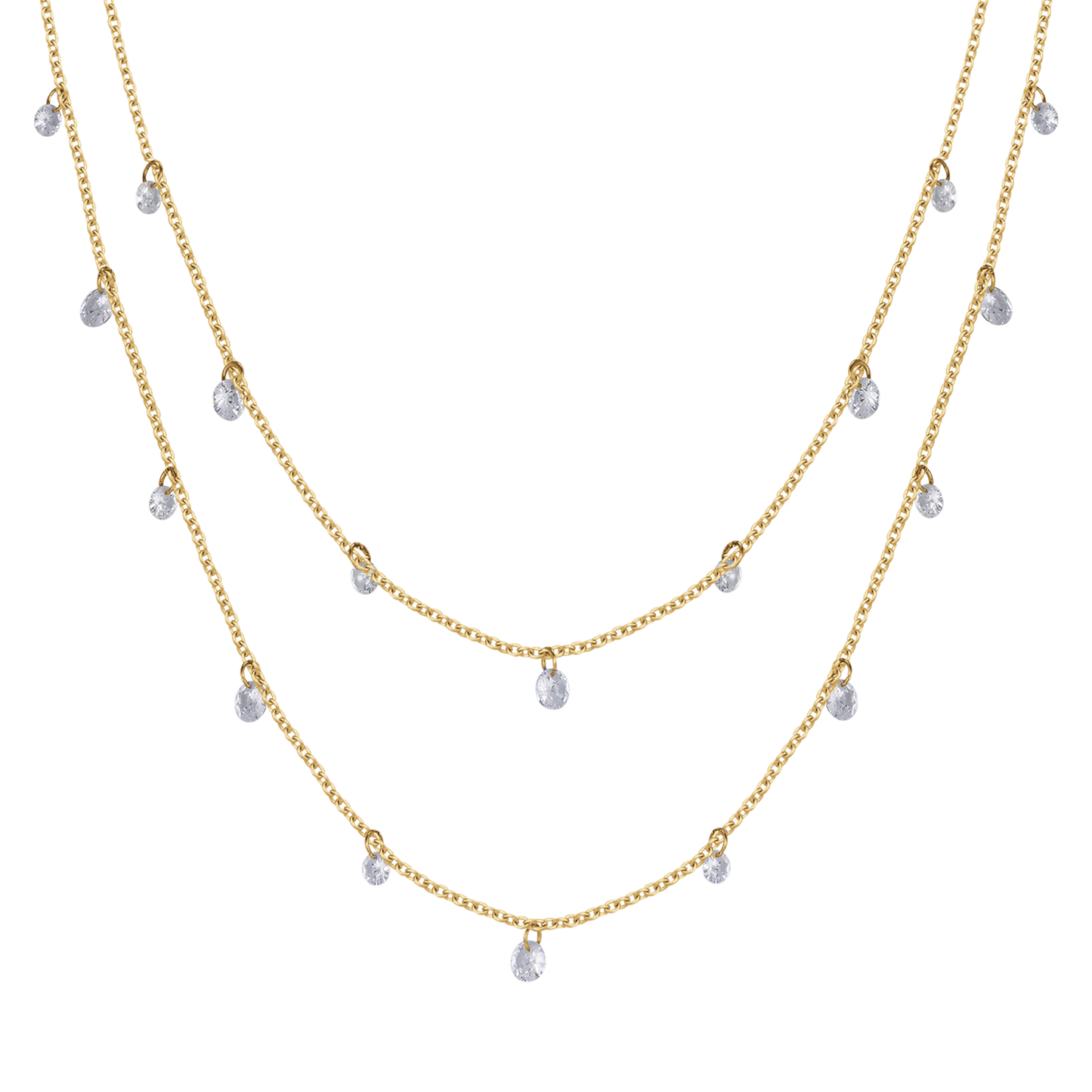 IP COLLAR DE ACERO DE VARIAS VUELTAS CON CRISTALES BLANCOS