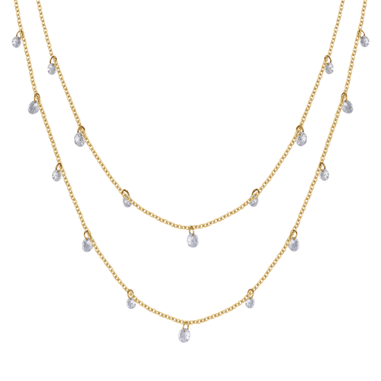 IP COLLAR DE ACERO DE VARIAS VUELTAS CON CRISTALES BLANCOS
