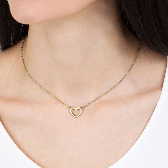 COLLAR DE ACERO DE MUJER CON CORAZÓN DE ORO Luca Barra