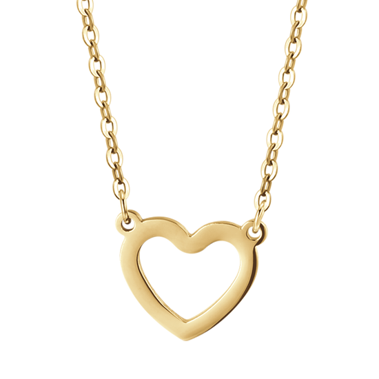 IP COLLAR DE ACERO DORADO PARA MUJER CON CORAZÓN DORADO