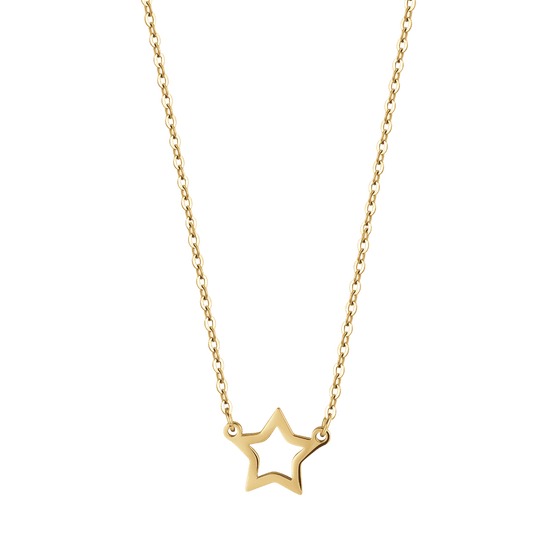 COLLAR DE ACERO IP DE MUJER CON ESTRELLA DE ORO