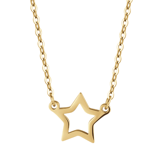 COLLAR DE ACERO IP DE MUJER CON ESTRELLA DE ORO